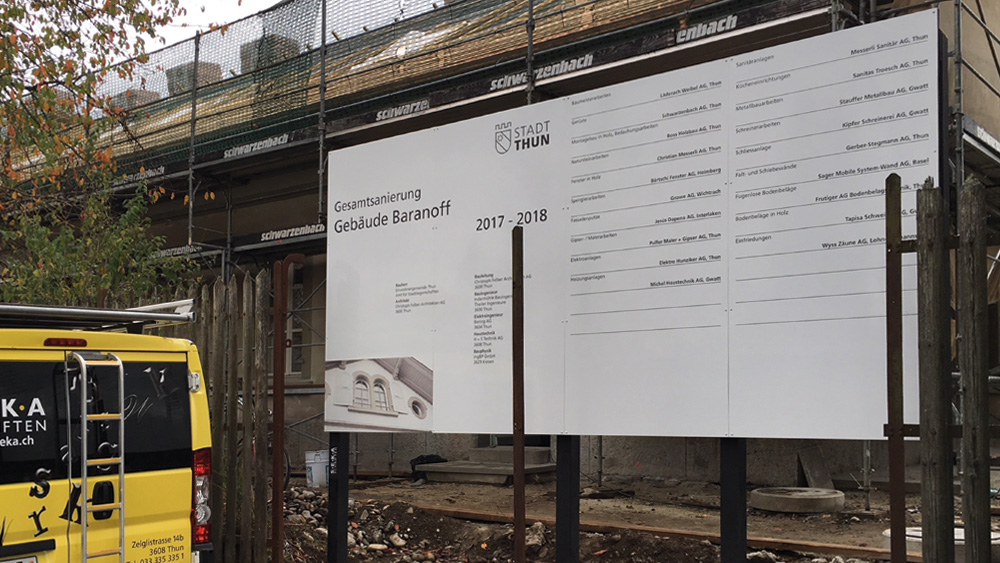 Alutafel bedruckt mit gestrichenm Holzrahmen