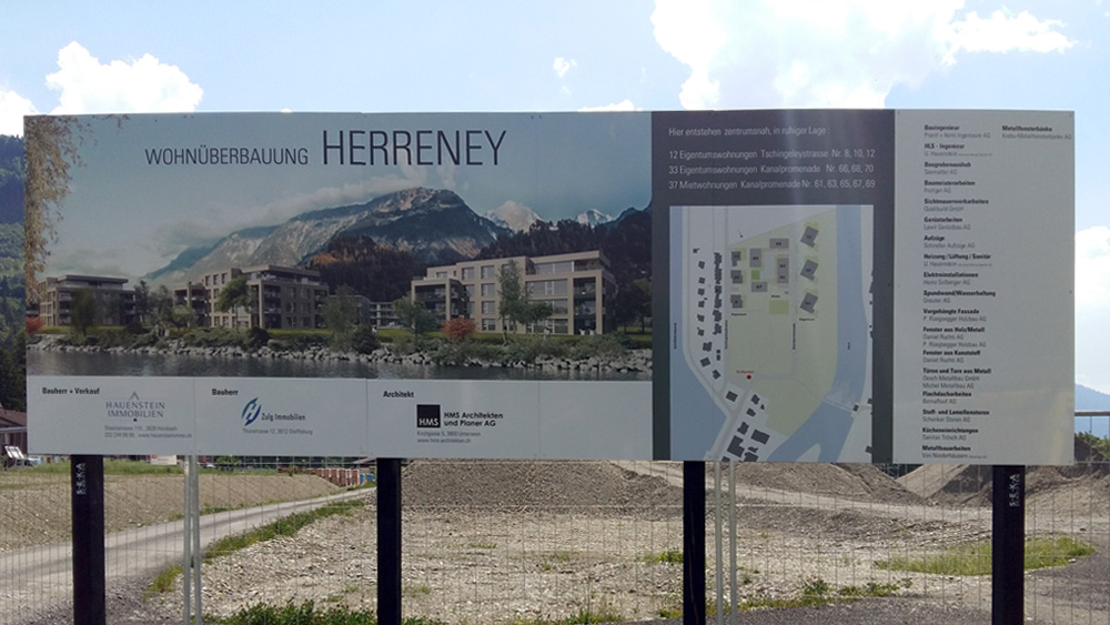 Farbaluminium weiss mit Aufschrift  4-farbig UV Direktdruck